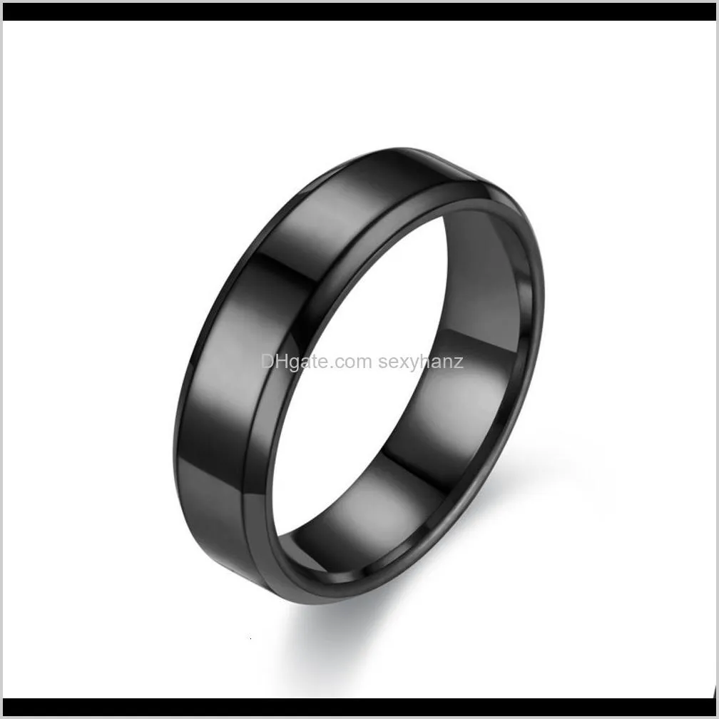 6m stainless steel smooth plate ring, men`s ring with name design