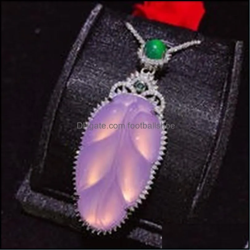 Violet Charming Pink Charms Chalcedony Sweater Chain Pendant