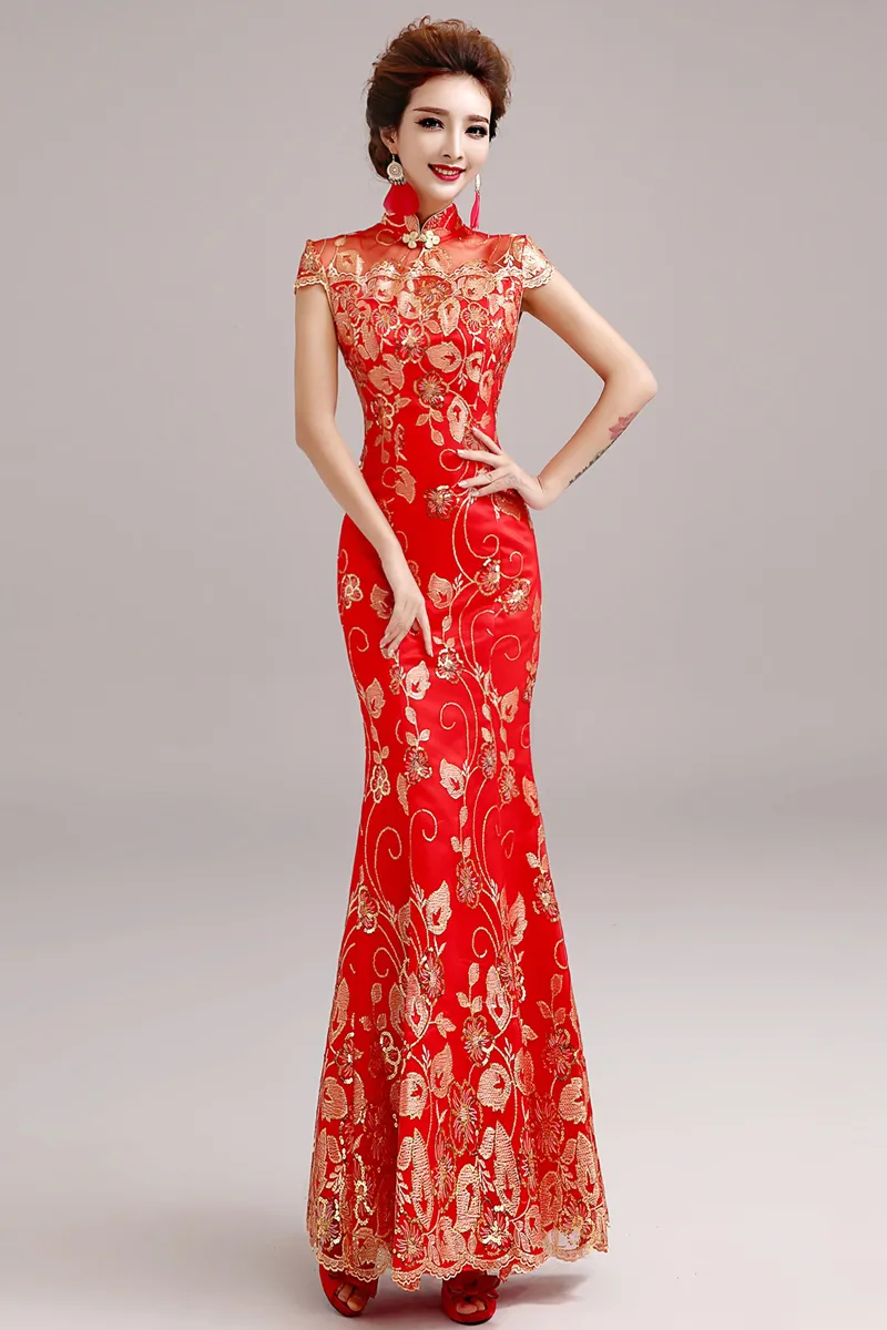 Winnal Long Cheongsam Dress Traditional Chinese Dress Silk Qipao Dress –  IFASHIONIA.COM