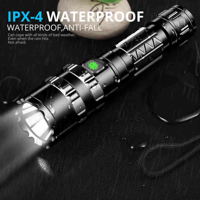 8000 Lumen Ultra Bright LED Flashlight - Rechargeable USB Tactical Flashlight