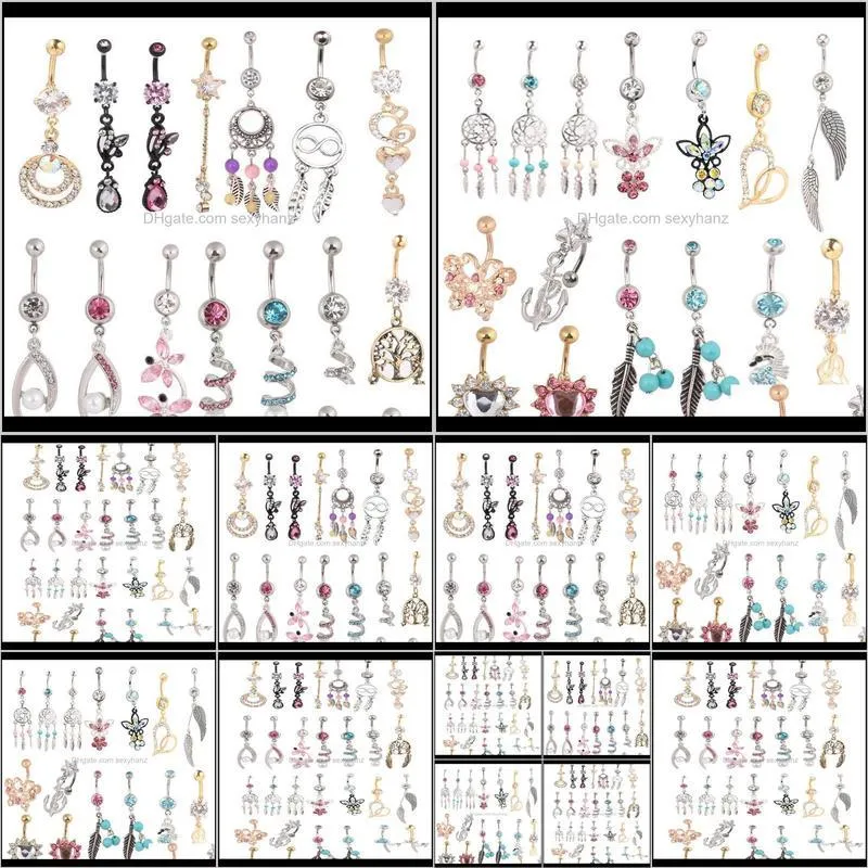 wholesales 20pcs mix style belly button ring body piercing dangle navel ring beach jewelry