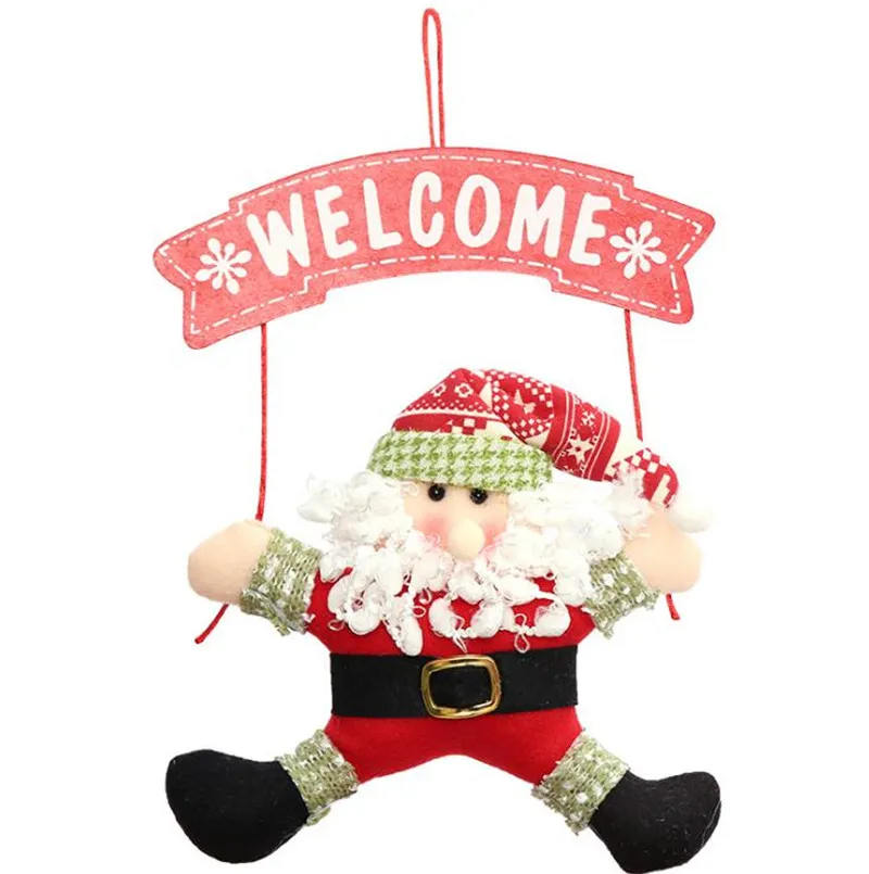 Christmas Welcome Sign Santa Snowman Front Door Decor Wall Hanging Pendant Xmas New Year Decorations DD648