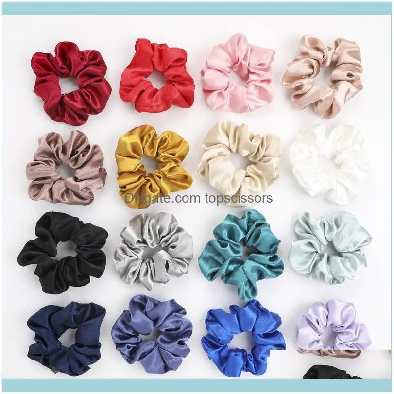 Satin Silk Colorful Scrunchies Elegant Simple Women Hair Elastic Bands Girls Scrunchie Accessories1