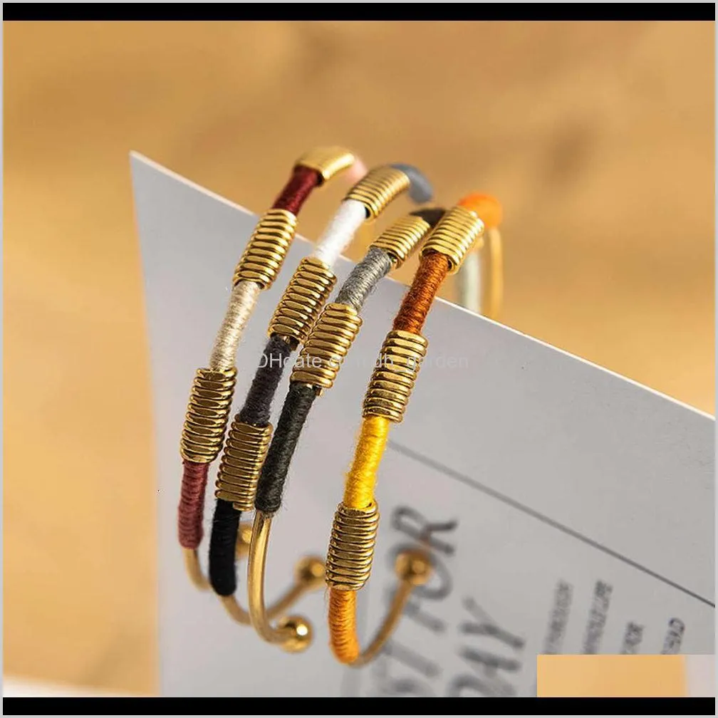 yachan stainless titanium steel holiday national style color line 14k gold bracelet