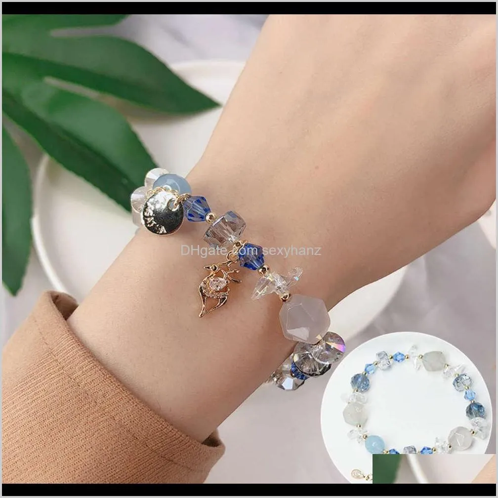 new yilu you women`s candy color super fairy shining crystal stone bracelet micro inlaid with holiday style
