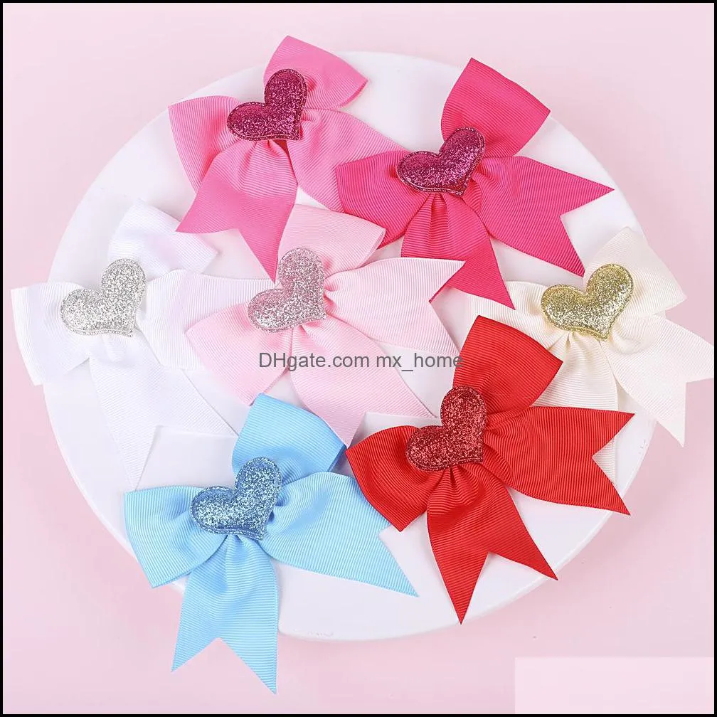 Hair Accessories Baby Girls Bow Love heart rubber band hairpin Valentine`s Day Headwear fashion Kids hairbow Boutique children Barrettes Hairbands