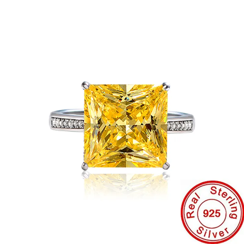 Princess cut 6ct Topaz Diamond Promise Ring 100% vero argento sterling 925 Fedi nuziali di fidanzamento per le donne Gioielli per feste