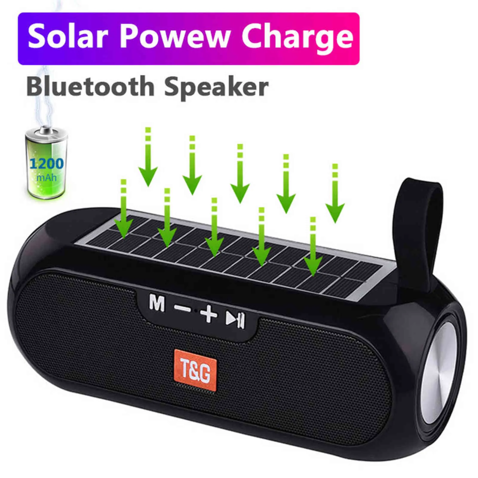 Solar Şarj Bluetooth Hoparlör Taşınabilir Sütun Kablosuz Stereo Müzik Kutusu Hoparlör Açık Su Geçirmez Altavoces H1111