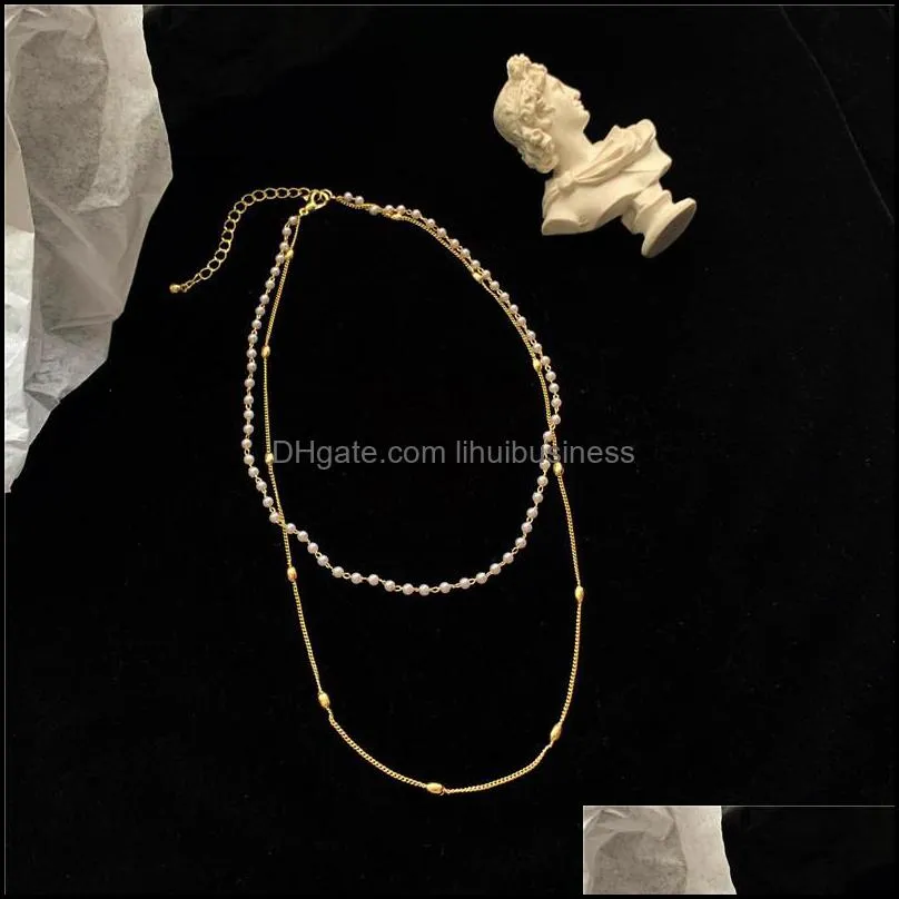 Individual Simulated-pearls Double Layers Chokers for Women Sex Beads Beautiful Short Necklace Y0309