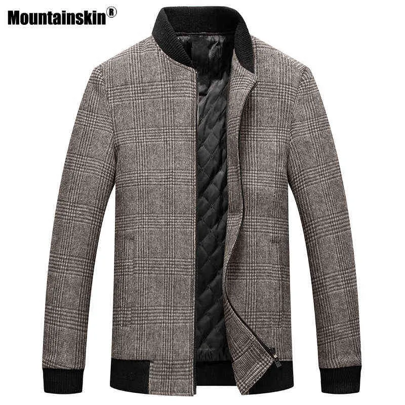 Mountainskin hommes laine veste automne hommes décontracté Plaid Baseball veste mode chaud Slim Fit manteaux mâle haute qualité MT050 Y1122