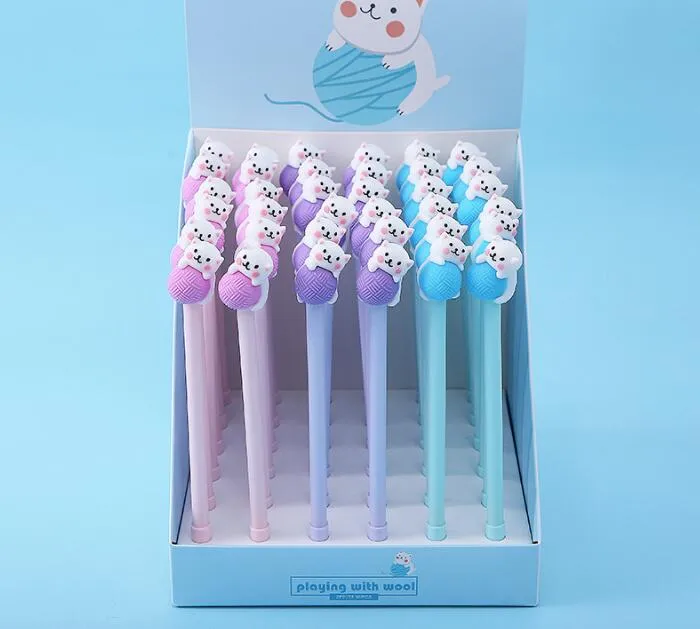 Lytwtw's Cute Creative Cat Gel Pen Kreskówki Kawaii Papiernicze Biurowe Dostarcza Szkolne Słodkie Dość Piękne Kreskówki Uchwyty GC764