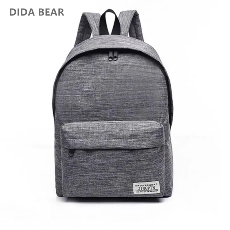 Dida ayı marka tuval erkekler kadın sırt çantaları genç çocuk kızlar için büyük okul çantaları seyahat laptop backbag mochila sırt çantası gri 210922