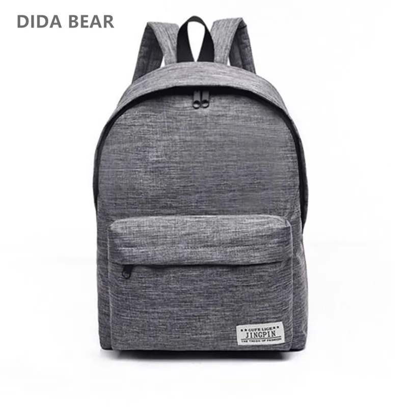 DIDA BEAR Marca Canvas Uomo Donna Zaini Borse da scuola grandi per adolescenti Ragazzo Ragazze Zaino per laptop da viaggio Zaino Mochila Grigio 210922