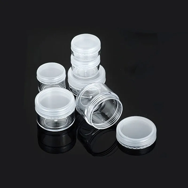 2021 3 5 8 10 15 20 ML Klare Plastikdose mit PE-Kappe Kosmetik Creme Topf Behälter Make-up Lidschatten Nägel Pulver Schmuck Flasche