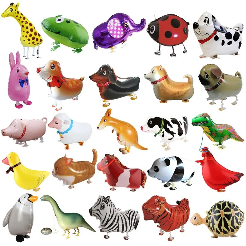 Parti Dekorasyon Hayvan Desen Balon Yürüyüş Folyo Balonlar Hayvanlar Doğum Günü için Şişme Hava Düğün Malzemeleri Çocuk Oyuncakları
