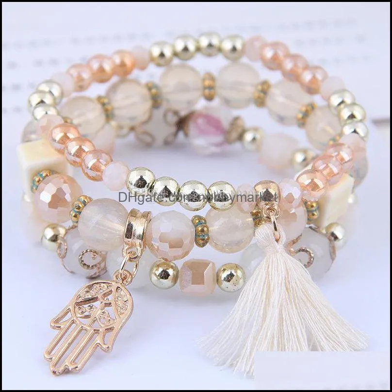 5 Colors Bohemian Stretch Beaded Bracelet for Women Girls Multilayer Stackable Bracelets Set Strand Bangles Statement Jewelry