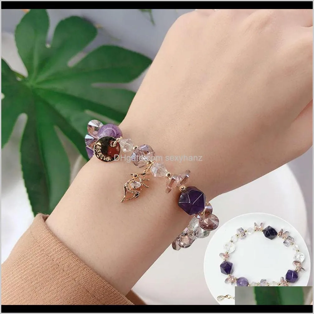 new yilu you women`s candy color super fairy shining crystal stone bracelet micro inlaid with holiday style