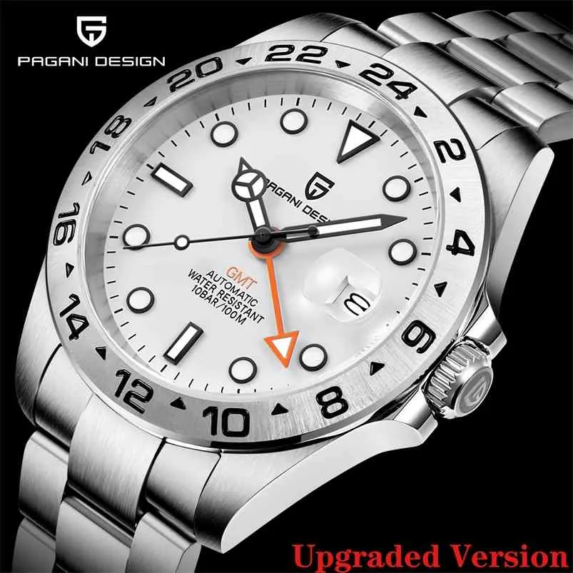 PAGANI Design Relojes mecánicos automáticos para hombres GMT Reloj 42 mm Zafiro Acero inoxidable Reloj impermeable Reloj Hombre 210804