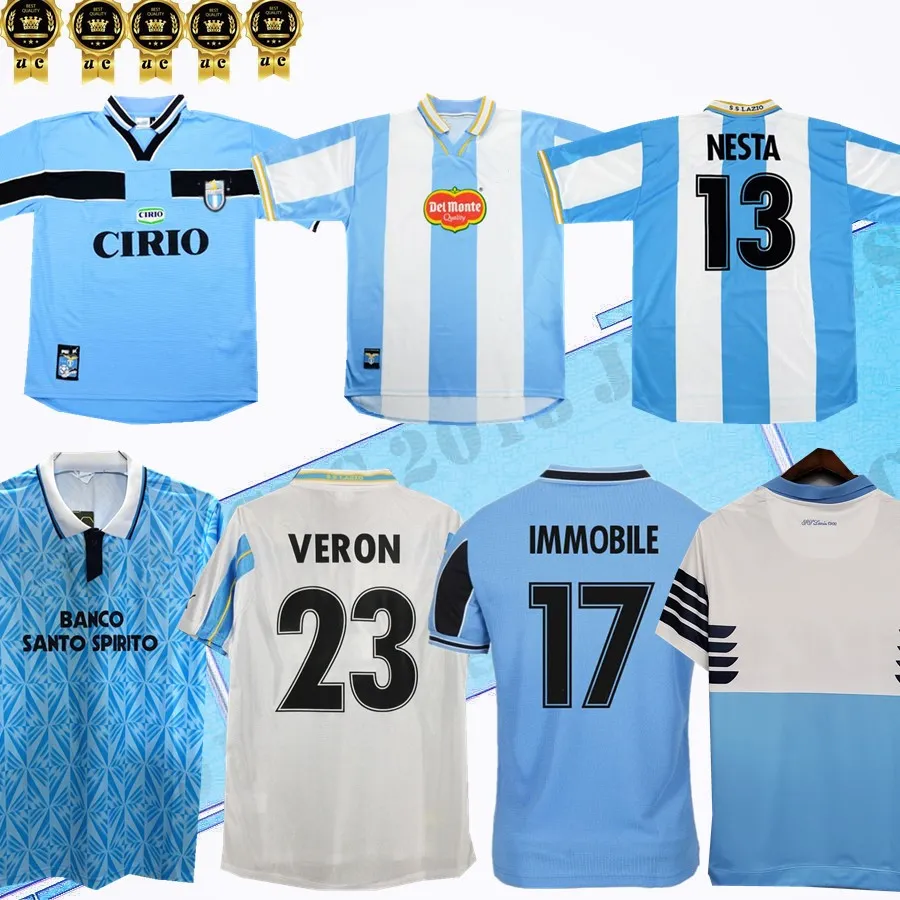 Retro 1989 1990 1991 1992 1999 2000 2001 maglie da calcio lazi NEDVED SIMEONE SALAS GASCOIGNE maglia da calcio casalinga VERON CRESPO NESTA 89 90 91 92 93 98 99 00 100TH