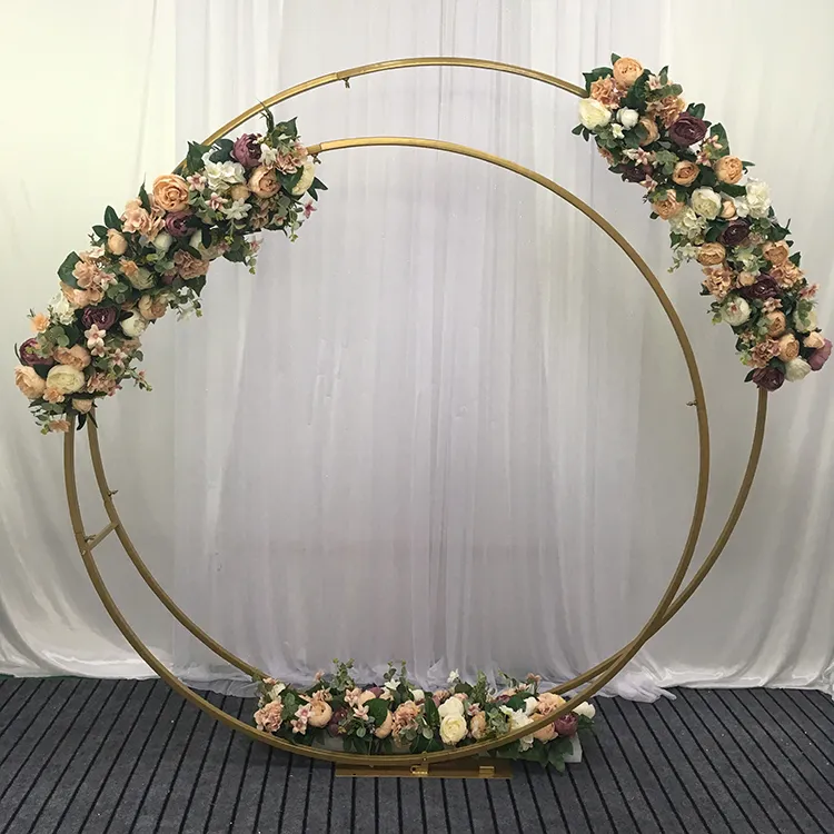 Fomcet 2,2 m bruiloftsboog, goud, ronde ballonboog, grote metalen ring, trouwboogframe, cirkel, achtergrond voor feest, ceremonie, evenementen, decoratie