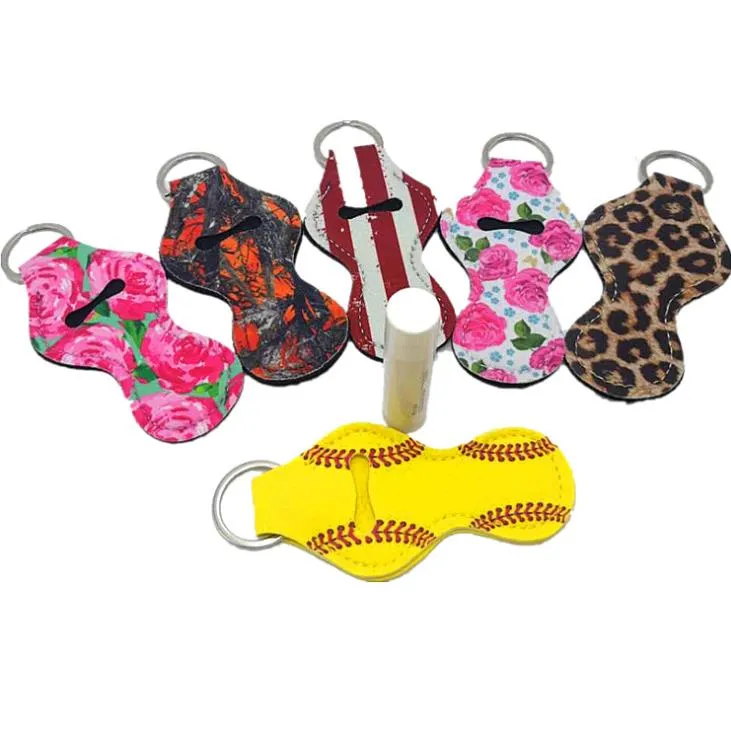 63 Style Neoprene Chapstick Holder Keychain Girl Chapstick Lipstick Keychain For Sale Gift Favors