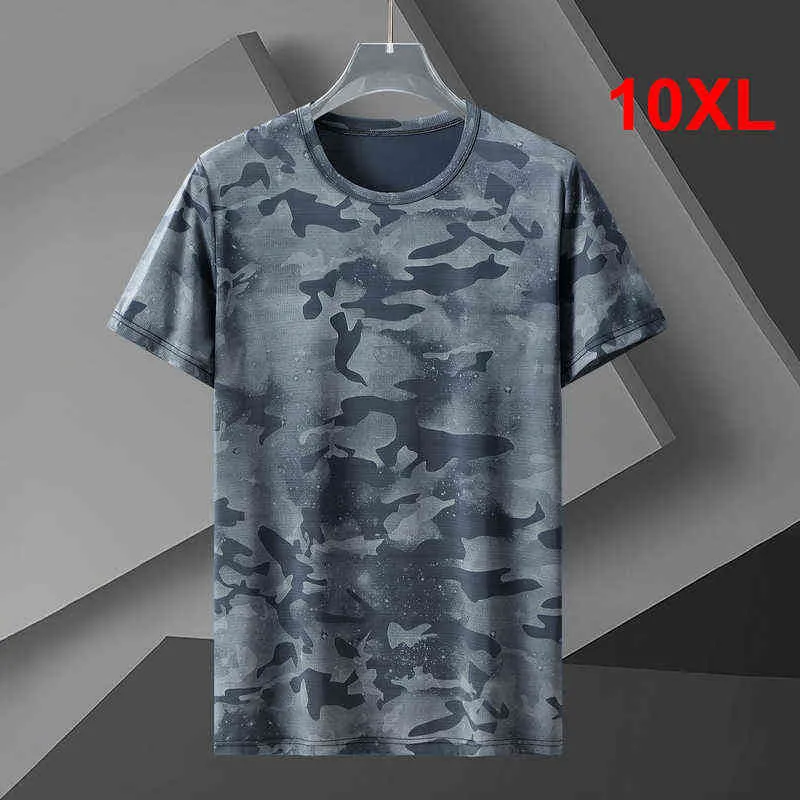 10XL Plus Size Baggy Tshirt Mężczyźni 2021 Summer T Shirt Cool Oddychająca Moda Krótki Rękaw Koszulka Elastyczność Topy Trójniki Mężczyzna HA178 G1229