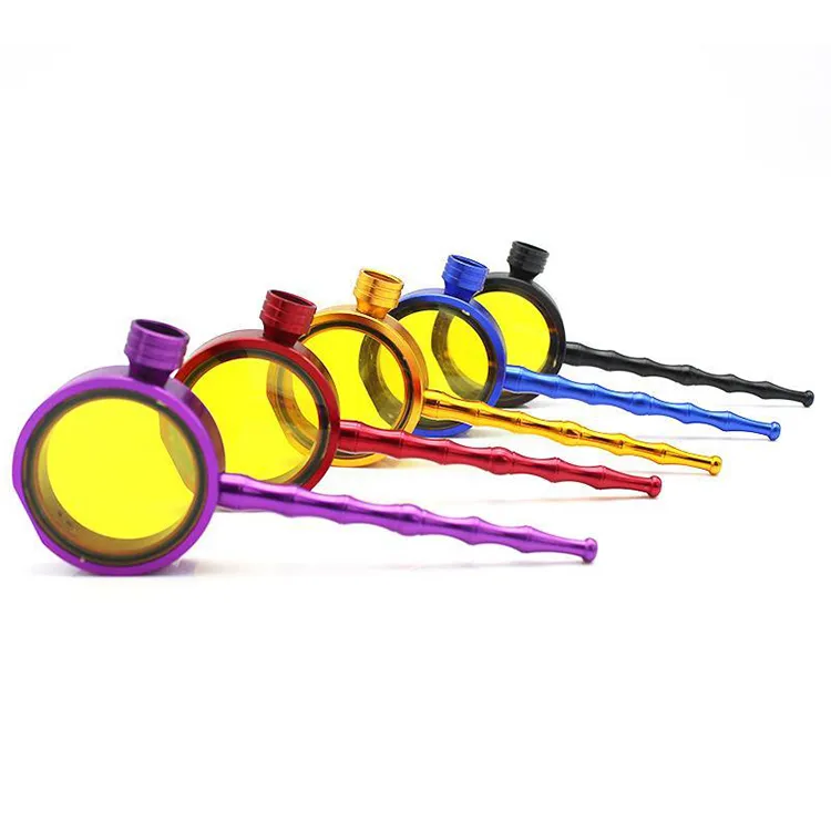 Good Creative Retail/Wholesale Magnifying Glass Tobacco Pipes Metal Water Pipe Herb Cigarette Hitter Smoking Holder