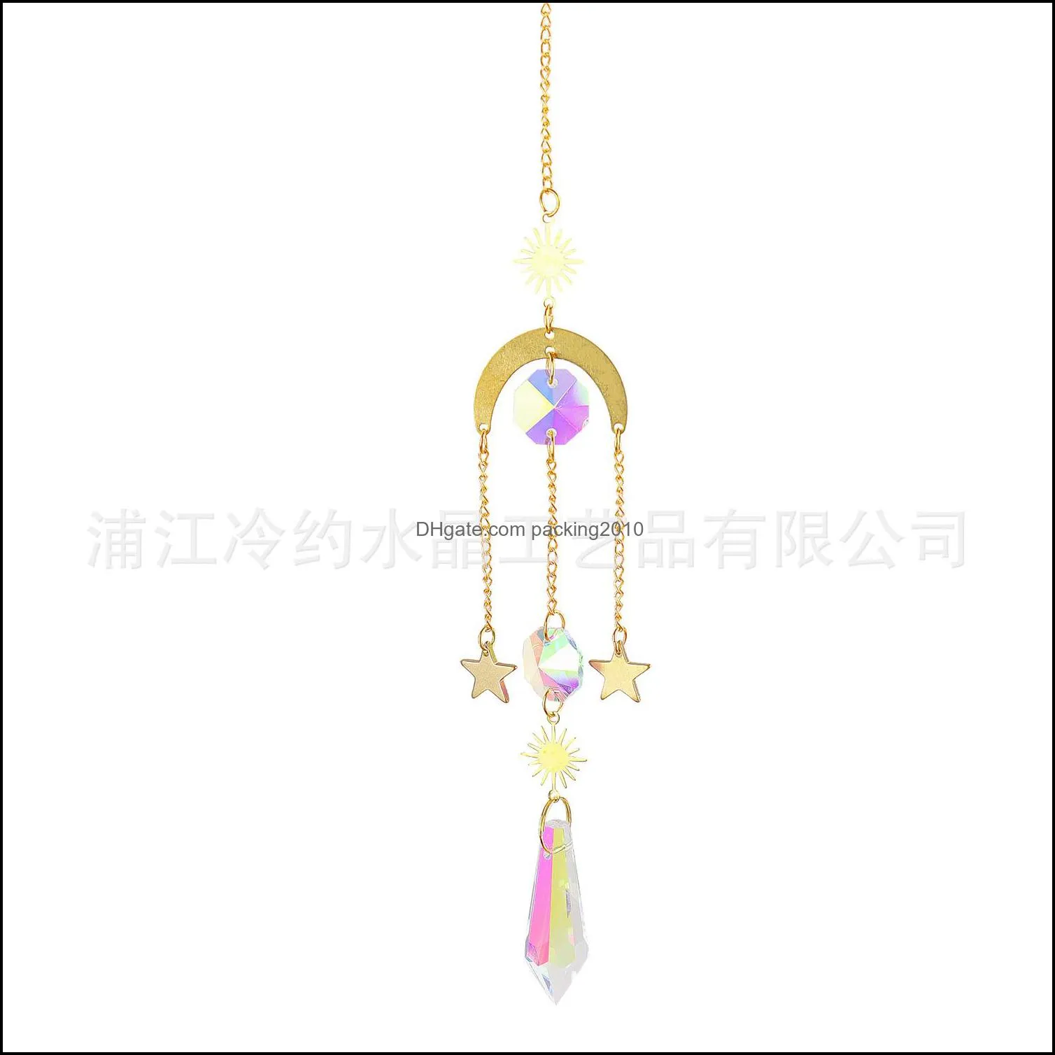 Moon Crystals Suncatcher Hanging Beads Pendant Colorful Crystal Chandelier Wall Window Prism Ornament for Garden Window Car Wedding