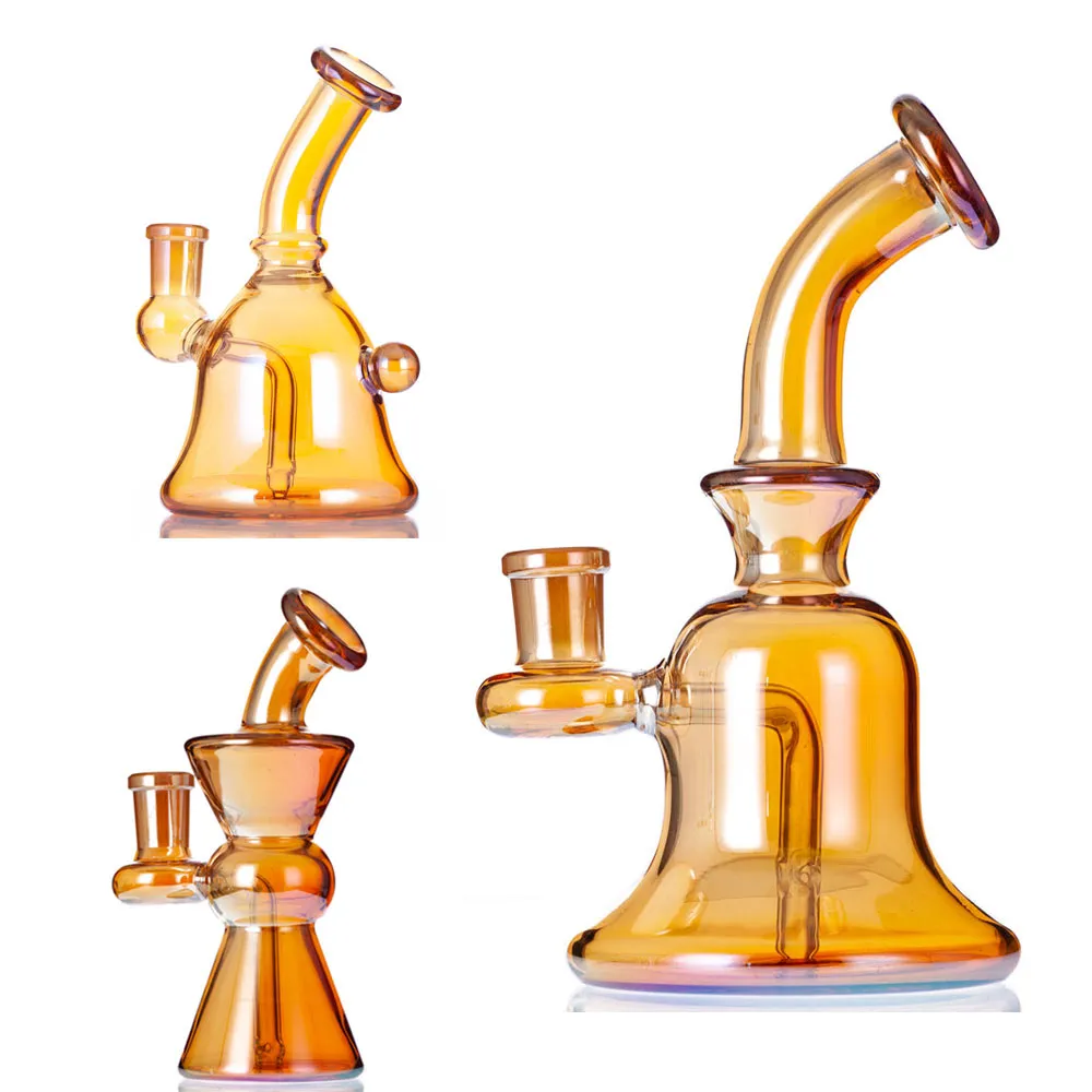 Rökning Aeecssories Glas vattenpipor Bongs Vattenpipor Dab Rigs Smoke Pipe Liten storlek Plätering Färg med 14 mm fog Quartz Banger Bong Dab Rigg