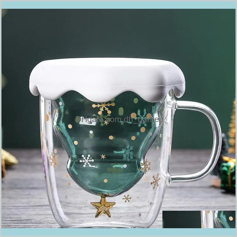 Christmas Tree Glass Cup Mugs Heat