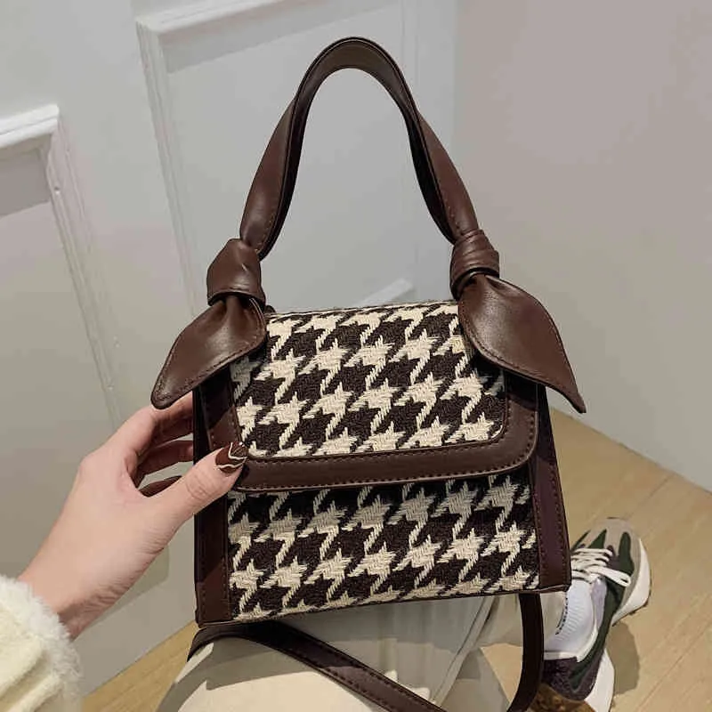 Bolso de mano con entramado de estilo extranjero para mujer, novedad de 2022, moda coreana, versátil, sencillo, bandolera de un hombro, pequeño bolso cuadrado