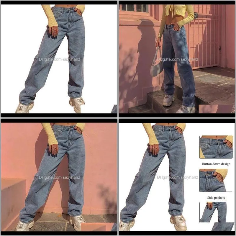 2021 high waist loose comfortable jeans women plus size fashion casual straight pants mom jeans washed boyfriend