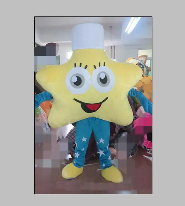 Happly Yellow star Props Mascot Costume Halloween Christmas Fancy Party Cartoon Character Outfit Suit Adult Women Men Dress Carnival Unisex Adults