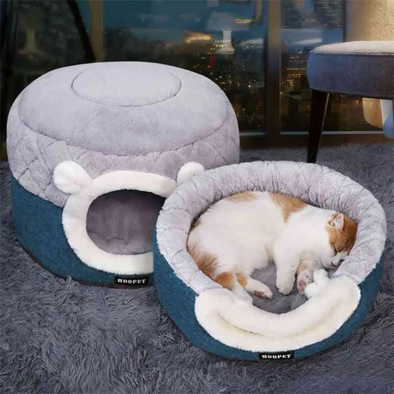 Chat Lit Maison Doux En Peluche Chenil Chiot Coussin Petits Chiens Chats Nid D'hiver Chaud Dormir Chien Lit Pet Tapis Fournitures 210722