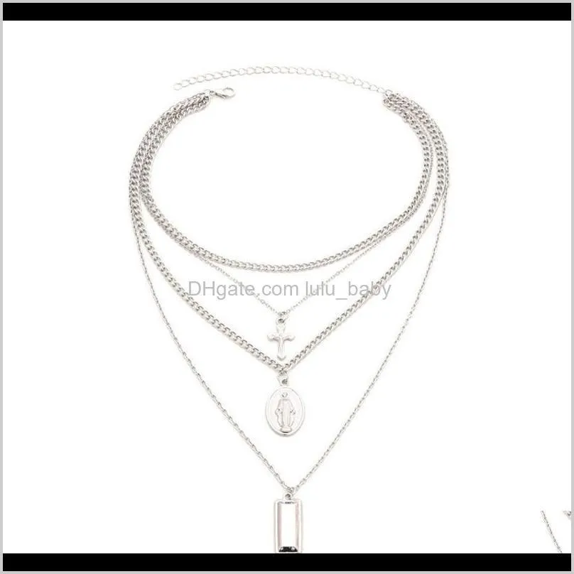 fashion new necklace fashionable alloy virgin cross multi-layer pendant item for women