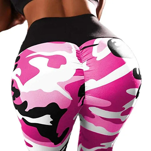 Camouflage Scrunch Butt Fitness Leggings Women Tummy Control High