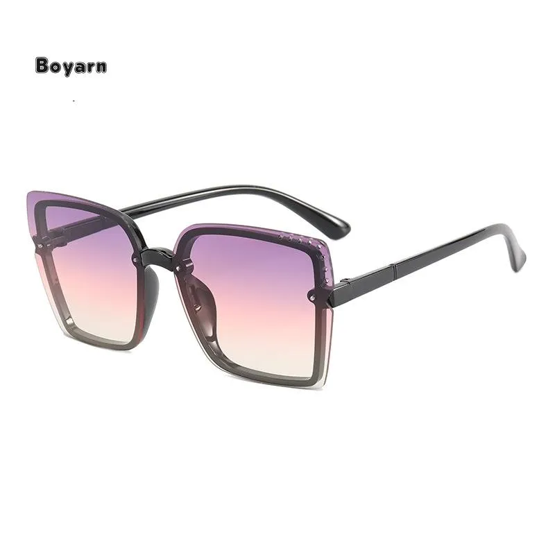 Solglasögon Boyarn 2021 Square Big Frame Sun Glasses Fashion Eyeglasses Street Women UV400 Plast Vuxen CN (Ursprung) 5269