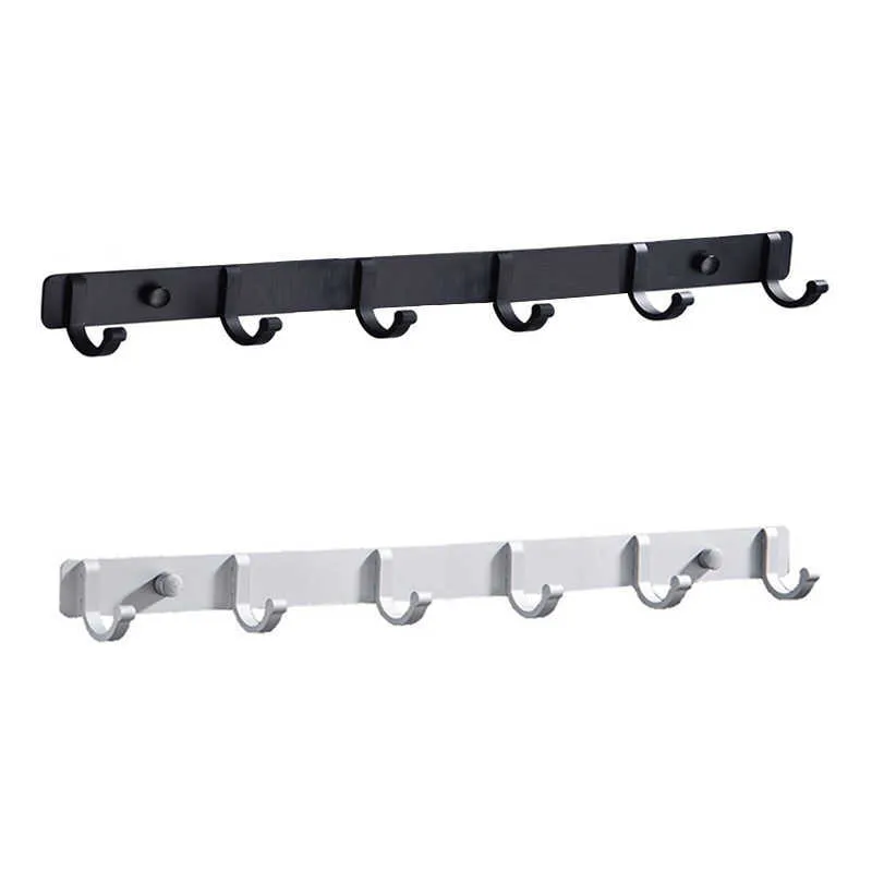 Badrumshårdvara # 3 Utrymme Aluminium Badrumshängare Svart krok Väggmontering Aluminium Coat Hook Bathroom Cople Hooks Hat Rack 210702