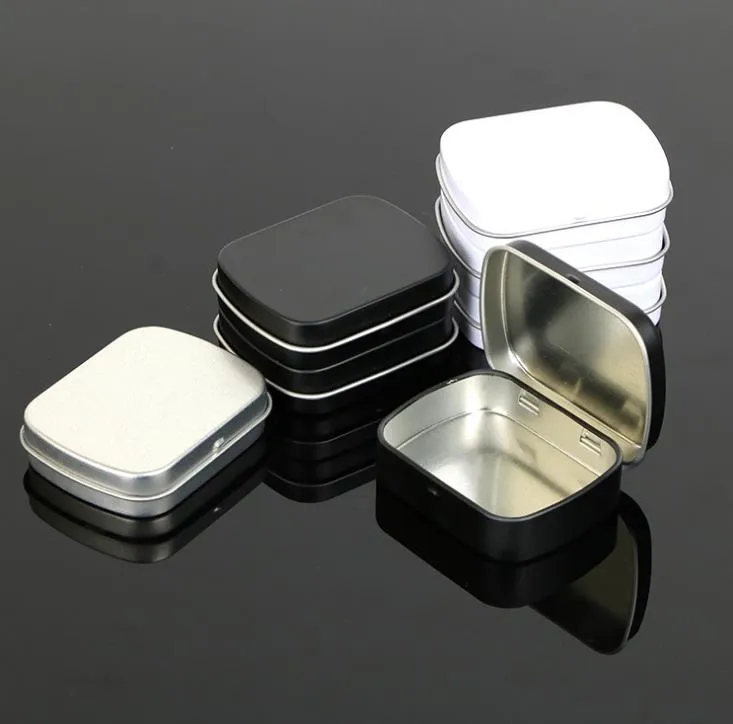 Venda por atacado tamanho pequeno de dobradiça caixa de lata quadrado prata caixa de presente selando caixas de lata simples