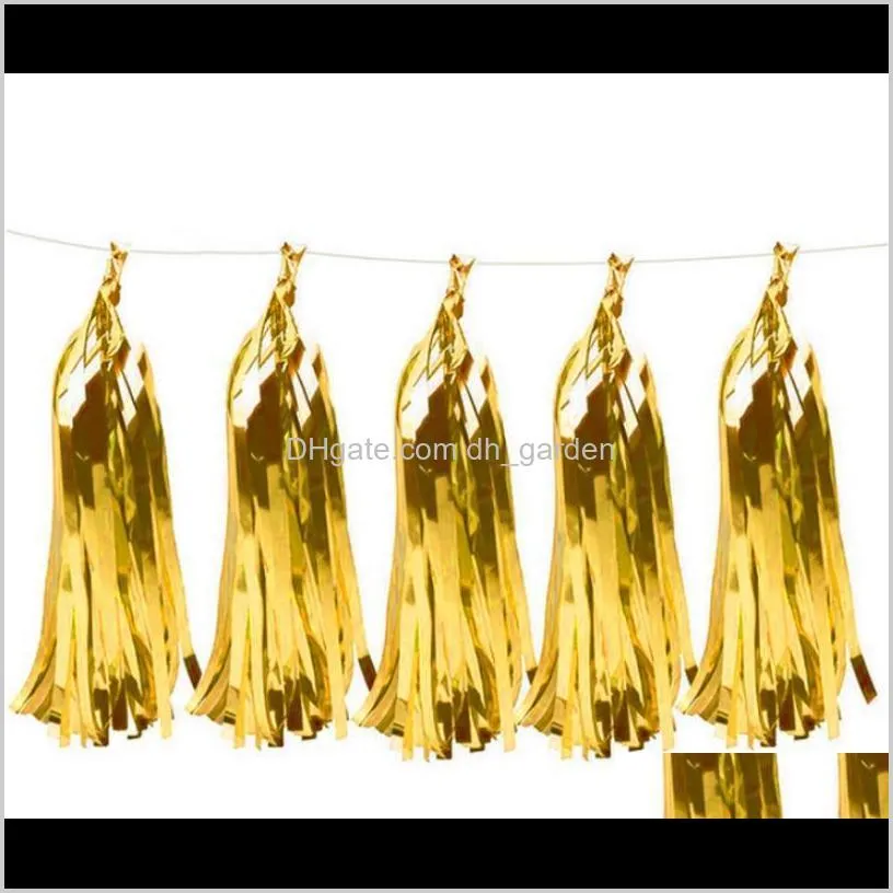 5 sheets/set decorative diy tissue garland foil gold silver tassel fringe bunting backdrop party decorations sn2168