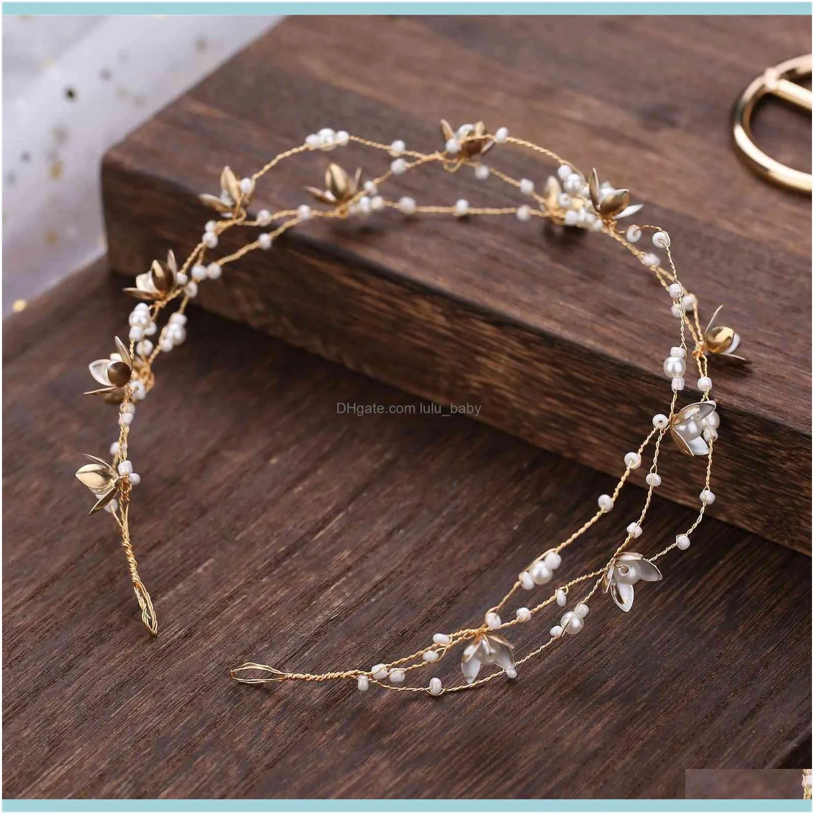 Stirnbänder SchmuckKoreanische High-End-handgemachte Blumen Perlen Braut Kopfschmuck Haarband Eleganter kleiner Schmuck Prinzessin Hochzeit Haarschmuck Dro