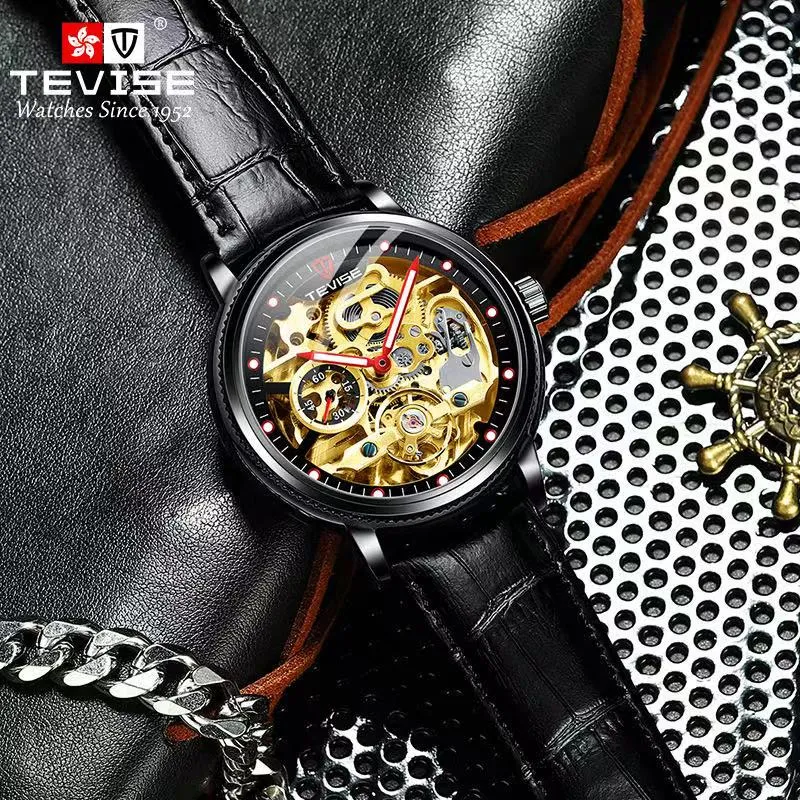 Tevise lega di lusso 2021 orologi da uomo cintura svizzera oro Bai Setuo movimento a volano stile personalizzato orologio meccanico all'ingrosso e commercio estero transfrontaliero