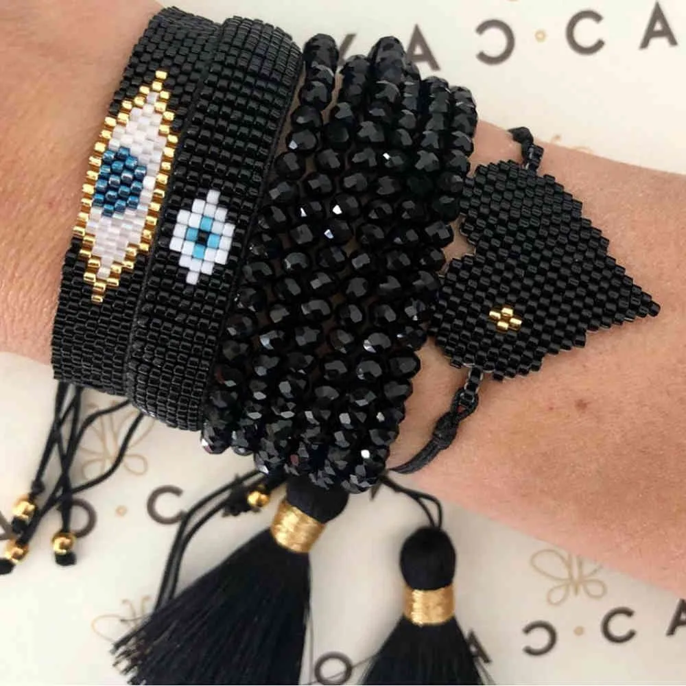 GO2BOHO 2020 Moda bransoletka dla kobiet Miyuki biżuteria złe bransoletki mężczyźni turecki oko Handmade femme opaska całość