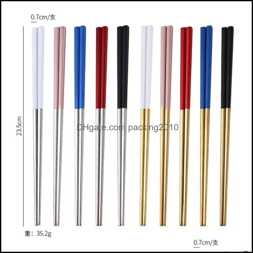 304 Stainless Steel Non Slip and Anti Scald Square Chopsticks for Household Restaurant Hotel Kitchen Accessories