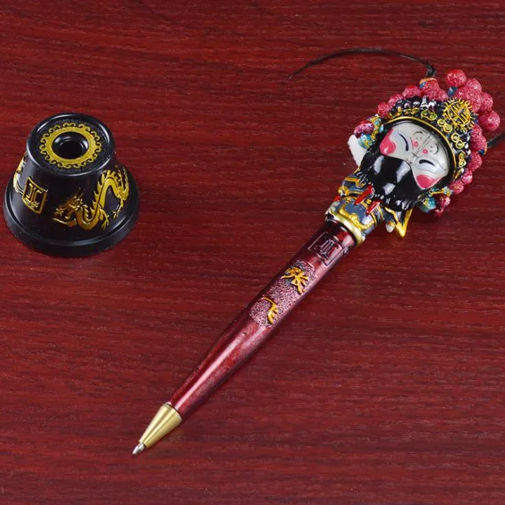 Peking Opera Character Ballpoint Pens Collectible Stationery Display Set Black Ink Creative Office Writting Supplies Party Favors Bag Fillers