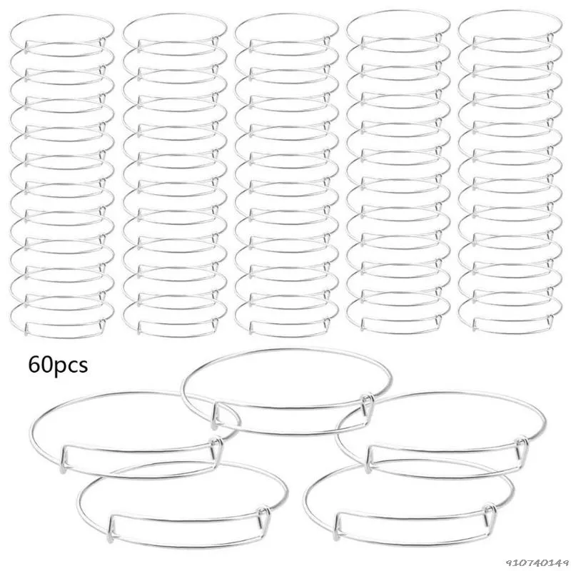 Bransoletka 60 Sztuk DIY Rozszerzalne Bransoletki Regulowany Drut Puste Frezowanie Wisiorki Bransoletki Do Tworzenia Biżuterii