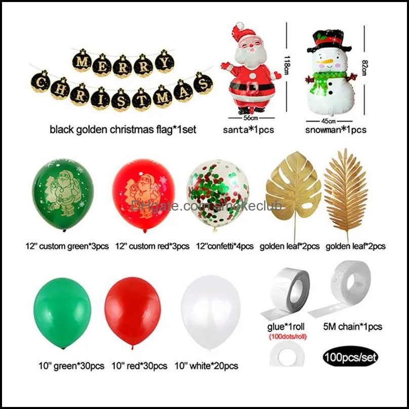 Red Green Christmas Theme Balloon Latex Balloon Garland Flag And Balloon Set Merry Christmas Decorations For Home Xmas