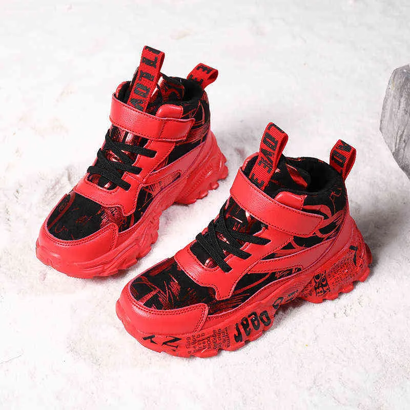 Winter New Kids Pu Leather Shoes Boys Sport Sneakers Children Shoes Fashion Casual Sneakers Light Waterproof Breathable Shoes G1210