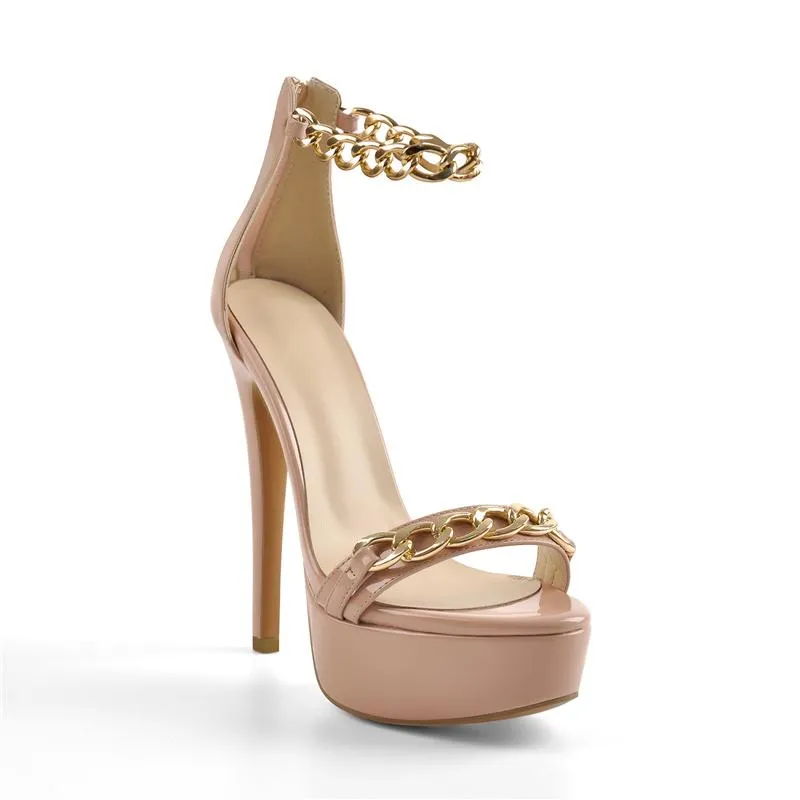 EDWRD High Heels Sexy 16 cm Champagne Platform Sandals with Block Heel,  Gold 38 : Amazon.de: Fashion