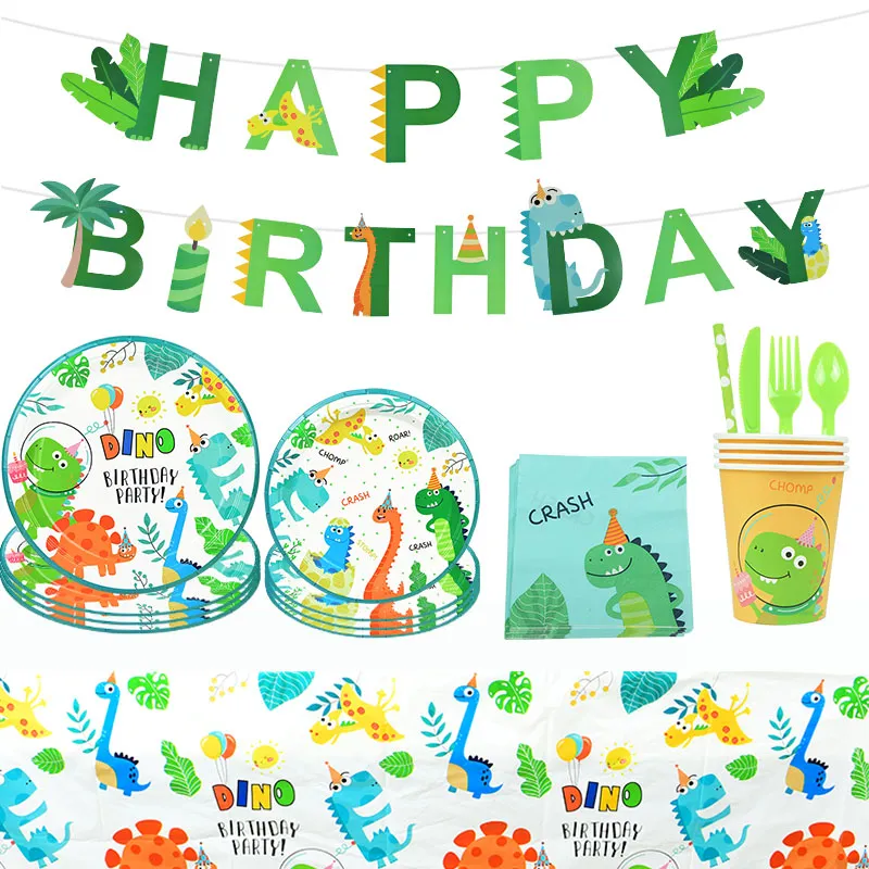 DHL Ship Dinosaur Theme Party Dinosaur Balloon Disposable Tableware Set Kids Boy Birthday Party Decoration Jungle Party Baby Shower Favor Wholesale